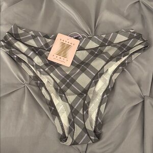 NWT Savage X Fenty Gray and Purple Plaid Bikini Bottoms